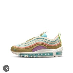 Nike Air Max 97 Se Sun Club Blue White Pink Tan Youth Size 3.5